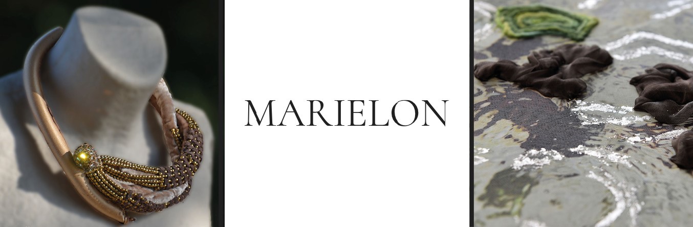 collier de la créatrice de bijoux MARIELON avec logo et matières premières